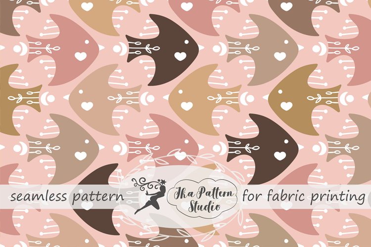 Cute birds with hearts. Seamless pattern file. Folk stile example image 1