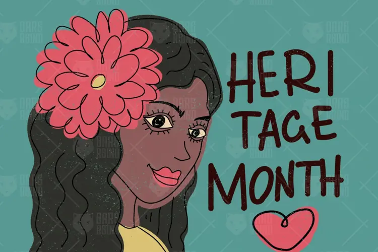 Heritage Month Woman Portrait with Flower Illustration