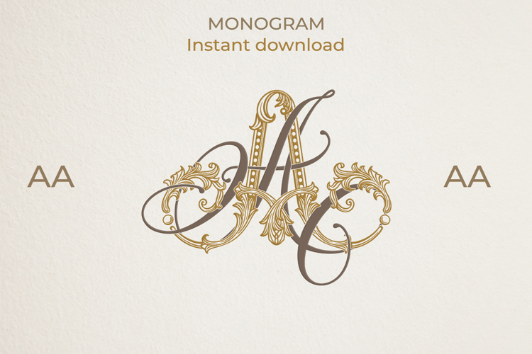 AA Wedding Monogram Logo | Elegant Initials Vector