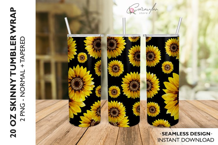 Sunflower Tumbler Sublimation Design, 20 OZ Skinny Tumbler example image 1