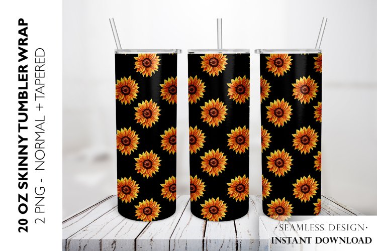 Sunflower Tumbler Sublimation Design, 20 OZ Skinny Tumbler