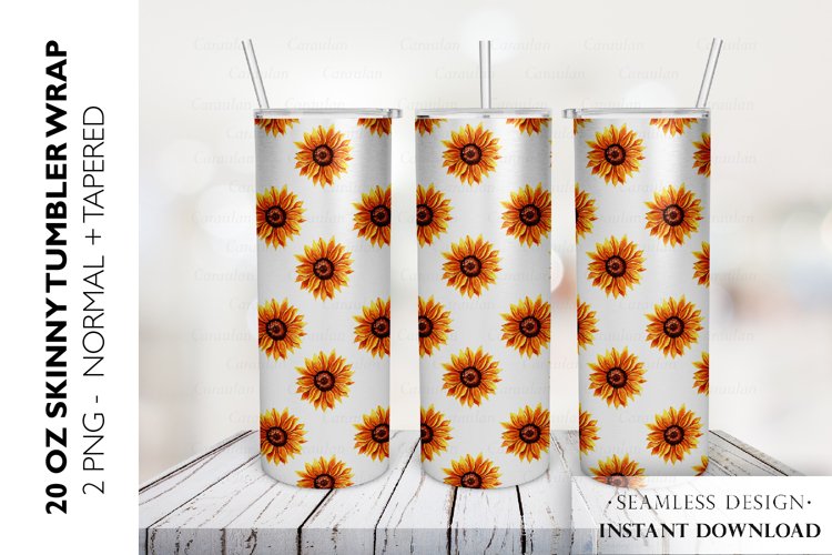 Sunflower Tumbler Sublimation Design, 20 OZ Skinny Tumbler