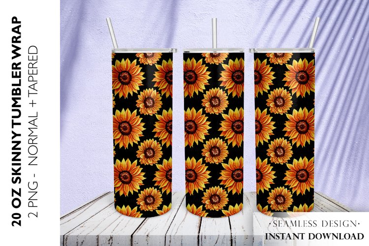 Sunflower Tumbler Sublimation Design, 20 OZ Skinny Tumbler example image 1