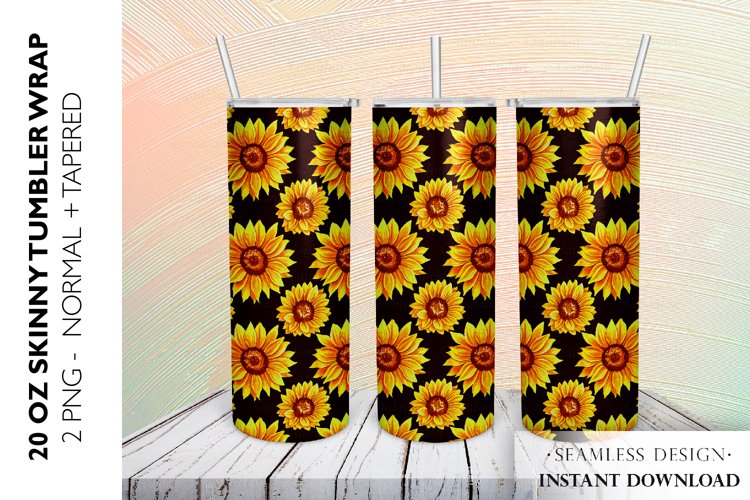 Sunflower Tumbler Sublimation Design, 20 OZ Skinny Tumbler example image 1