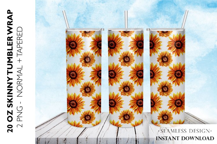 Sunflower Tumbler Sublimation Design, 20 OZ Skinny Tumbler example image 1