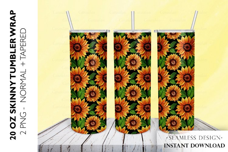 Sunflower Tumbler Sublimation Design, 20 OZ Skinny Tumbler