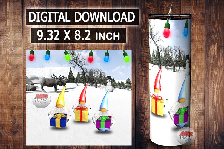Gnome friends with christmas gifts, tumbler Sublimation
