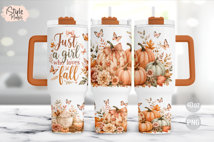 Just A Girl Who Loves Fall 40oz Tumbler Wrap PNG Sublimation