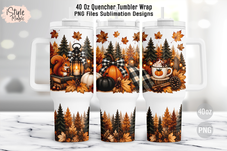 Fall Autumn Forest 40oz Tumbler Wrap Sublimation PNG