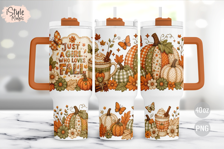 Just A Girl Who Loves Fall 40oz Tumbler Wrap PNG Sublimation