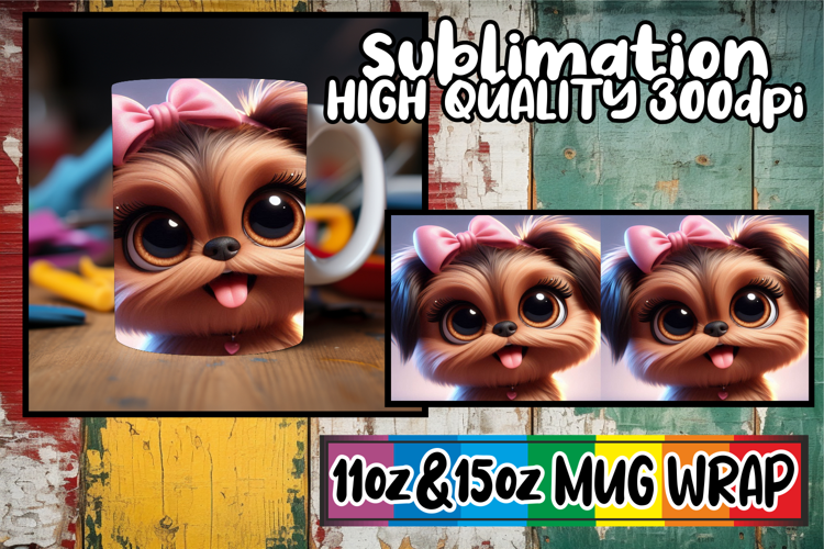 Wonderful morning sublimation 11oz 15oz mug wrap, 3D Dog