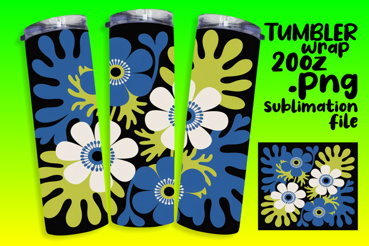 VIVID 20oz Sublimation Tumbler Template , Flowers