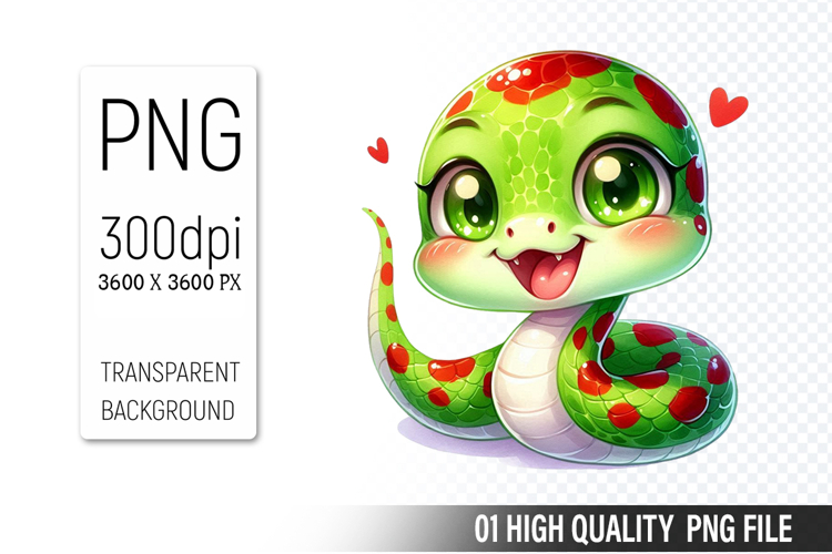 Cute Snake, Animal Sublimation Clipart PNG