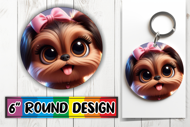 Whimsical Car Coaster Round PNG, 3D Dog