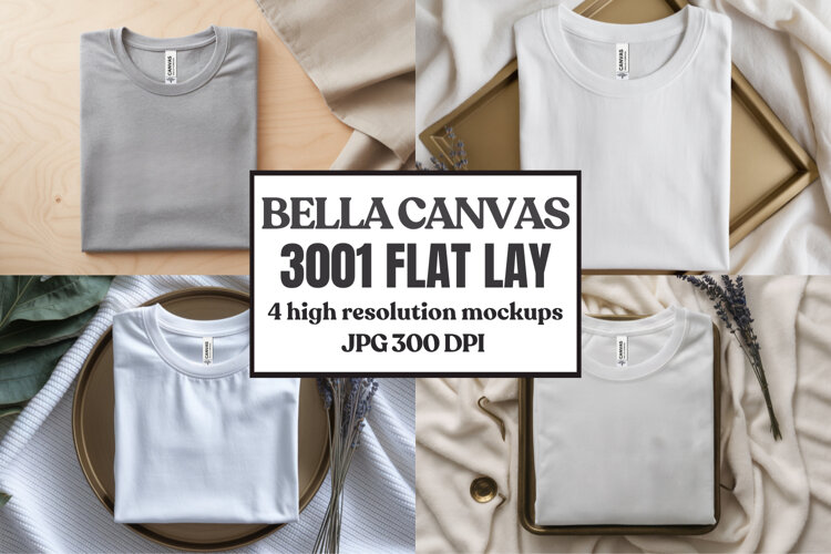 Folded Bella Canvas 3001 Flat Lay T-Shirt mockup example image 1