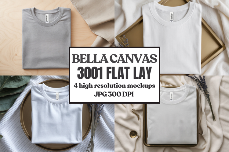 Folded Bella Canvas 3001 Flat Lay T-Shirt mockup