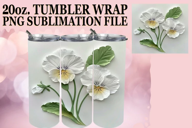 White Flower Serenity: Sublimation 20oz Tumbler