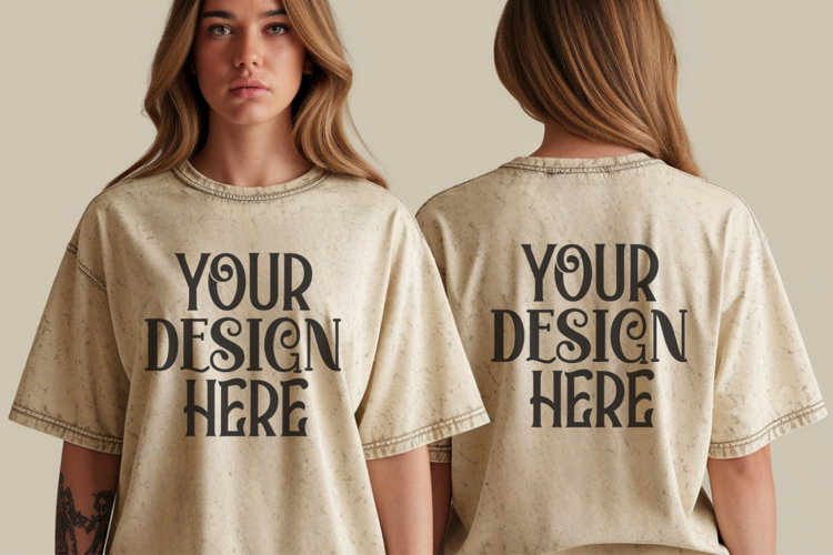 Ivory Comfort Colors 1717 Front & back T shirt Mockup