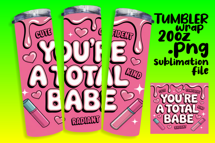 GLAMOROUS 20oz Tumbler PNG Design , Girl Quote