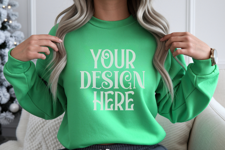 Christmas Gildan 18000 Irish Green Crewneck Sweatshirt Mocku
