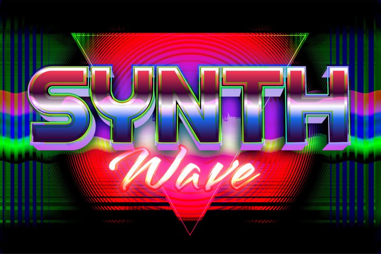 Synth wave editable text effect retro style with vibrant the example image 1