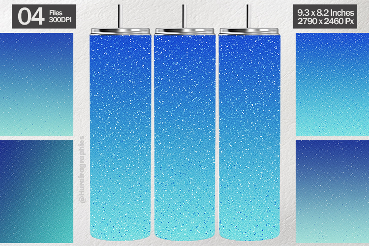 Blue Ombre Glitter Tumbler Wrap| Tumbler Sublimation