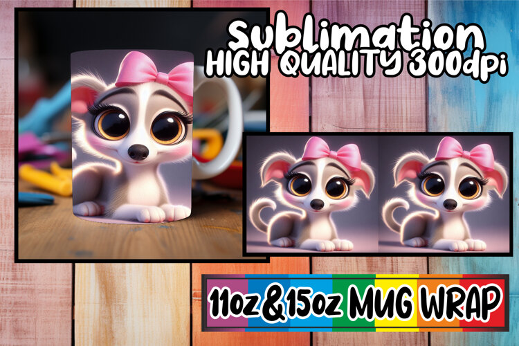Radiant moments sublimation 11oz 15oz mug wrap, 3D Dog example image 1