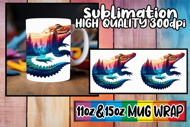 Serene mornings sublimation mug wrap, Animals Art