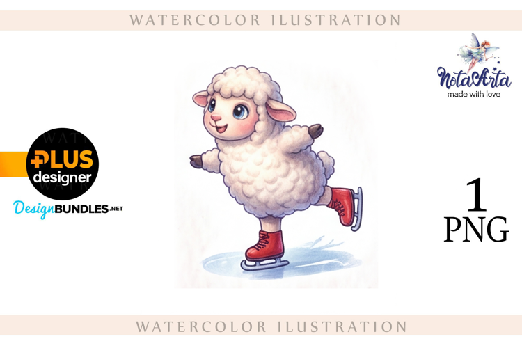 Christmas Sheep in Watercolor Style