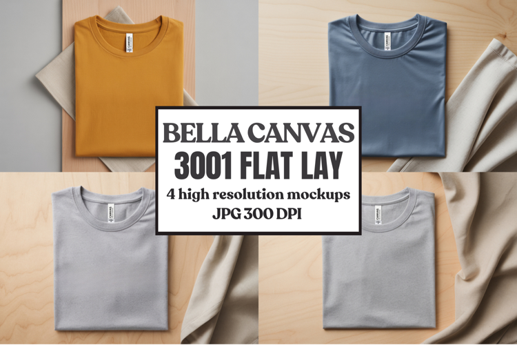 Folded Bella Canvas 3001 Flat Lay T-Shirt mockup