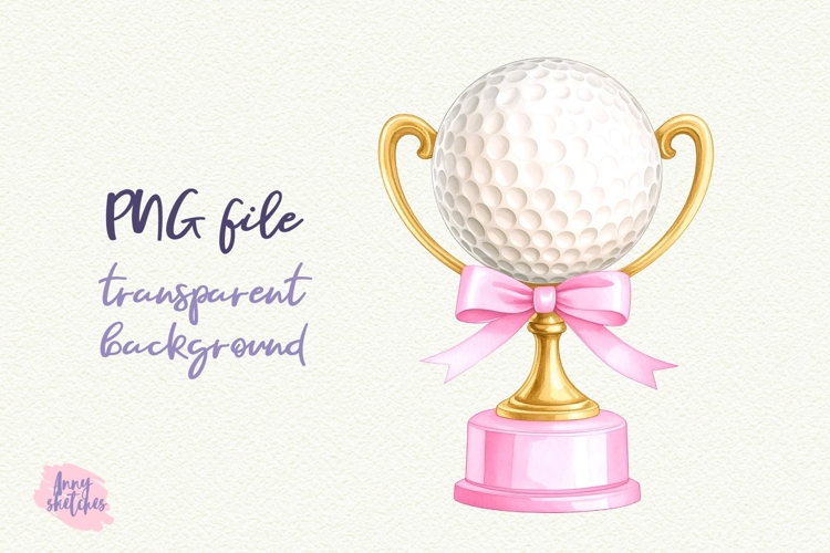 Vintage Coquette Golf Trophy Retro Pink Golf Clipart