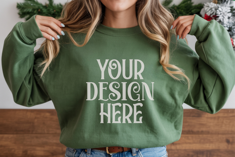Christmas Gildan 18000 Irish Green Crewneck Sweatshirt Mocku