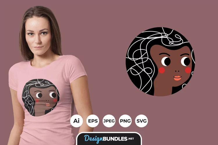 Ellipse Female Face Illustrations for T-Shirt Design