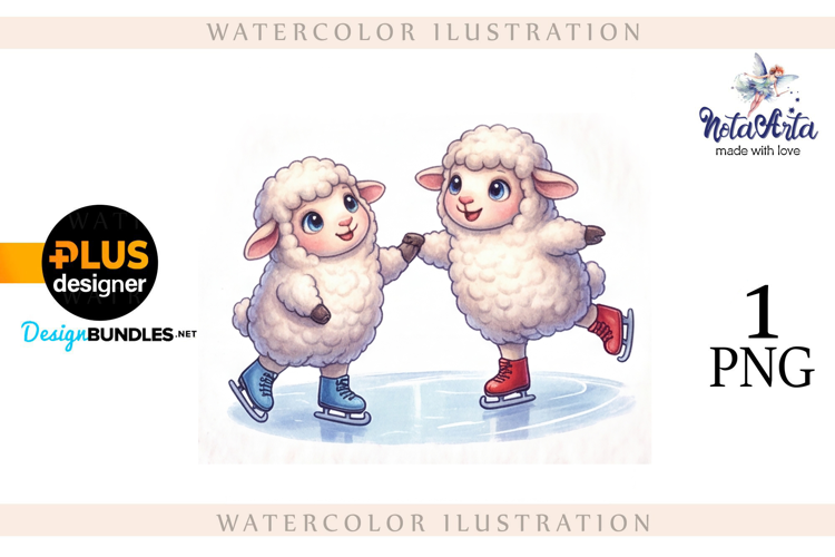 Christmas Sheep in Watercolor Style