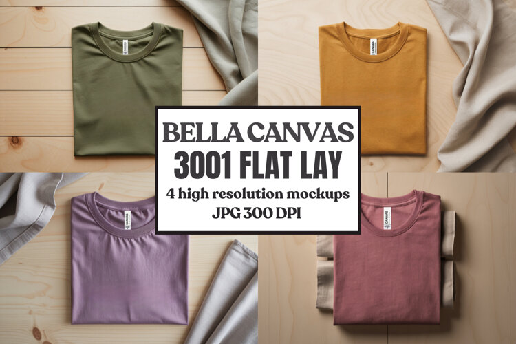 Folded Bella Canvas 3001 Flat Lay T-Shirt mockup example image 1