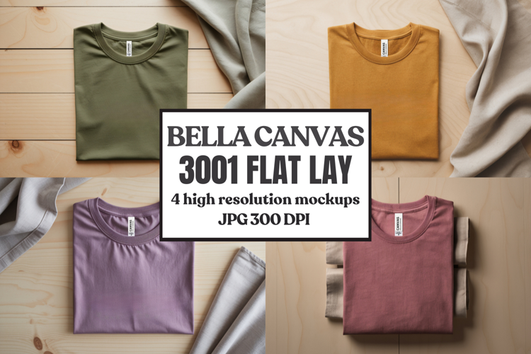 Folded Bella Canvas 3001 Flat Lay T-Shirt mockup