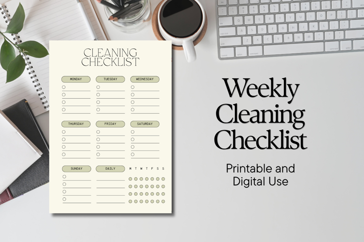 Weekly Cleaning Checklist Printable - Home Cleaning Planner