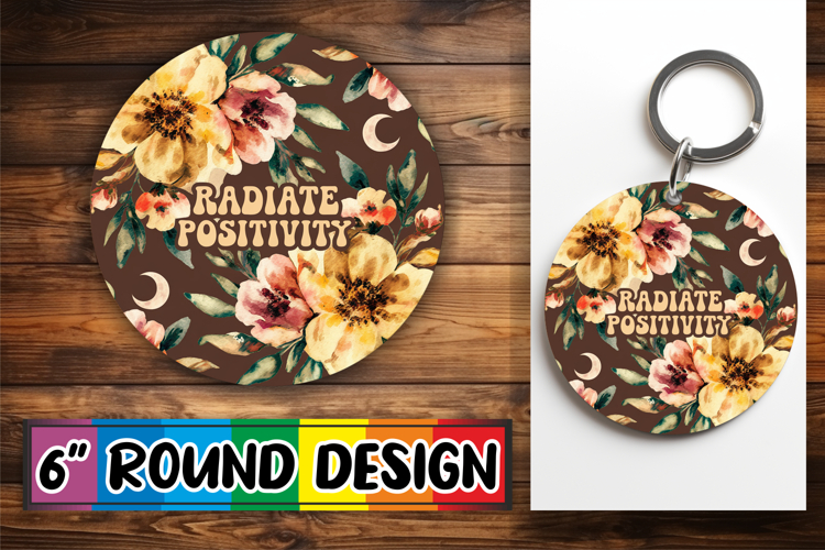 Enchanted Car Coaster Circle, Flower Quote