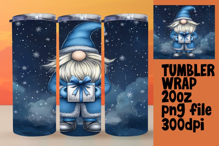 Watercolor Gnome Christmas Wrap for 20oz Tumblers example image 1