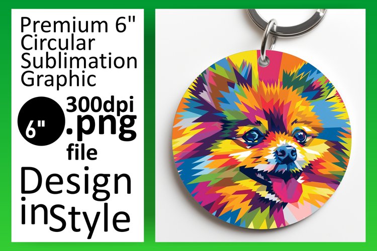 Radiant Colorful Dog Design Round Keychain Sublimation
