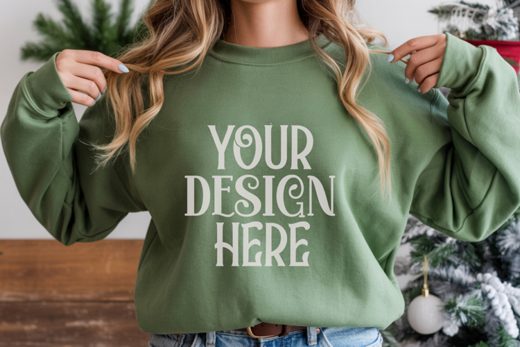 Christmas Gildan 18000 Irish Green Crewneck Sweatshirt Mocku