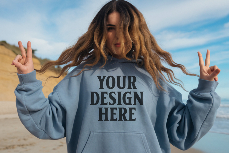 Indigo Blue Gildan 18500 Hoodie Sweatshirt Mockup, 185 mock-