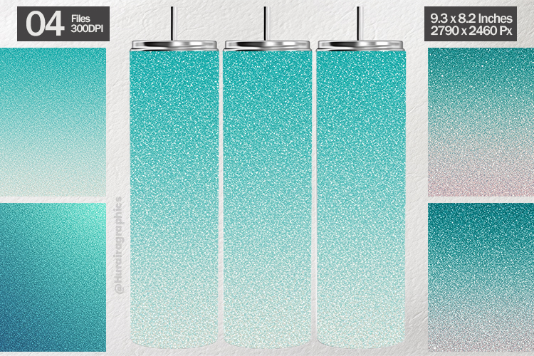 Aqua White Glitter Tumbler Wrap| Tumbler Sublimation