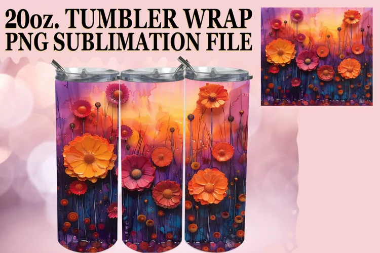 Springtime Flower Pattern Tumbler Sublimation Design