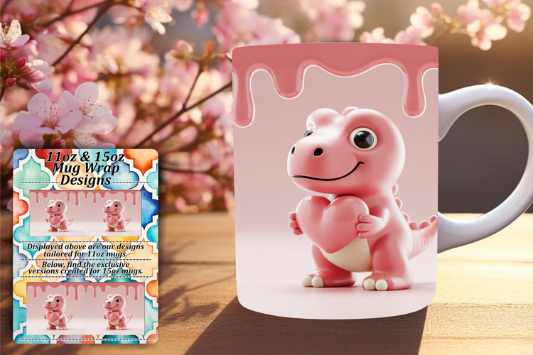Stunning 15oz Png Mug Wrap Design , Cute Dino