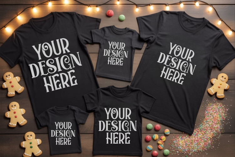 Christmas Family Matching Group T-Shirt Mockups | Holiday Fl