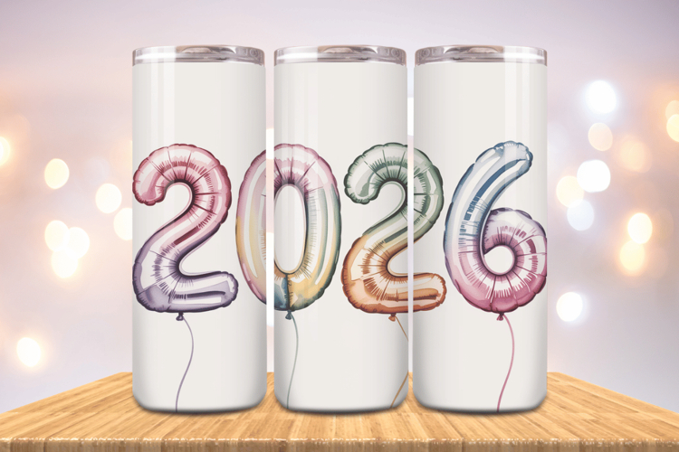 Festive Happy New Year Tumbler Wrap 2026: 20oz Skinny Tumble