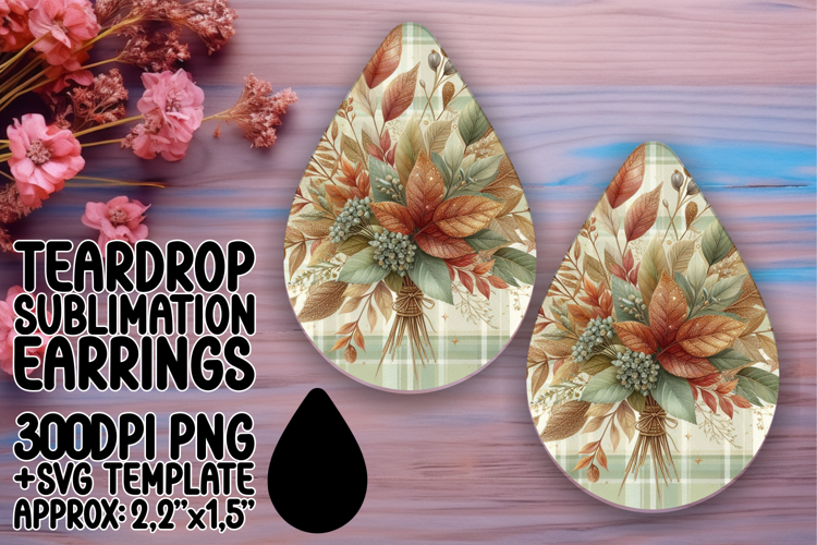 Bold Teardrop Earrings Design PNG , Autumn Flower