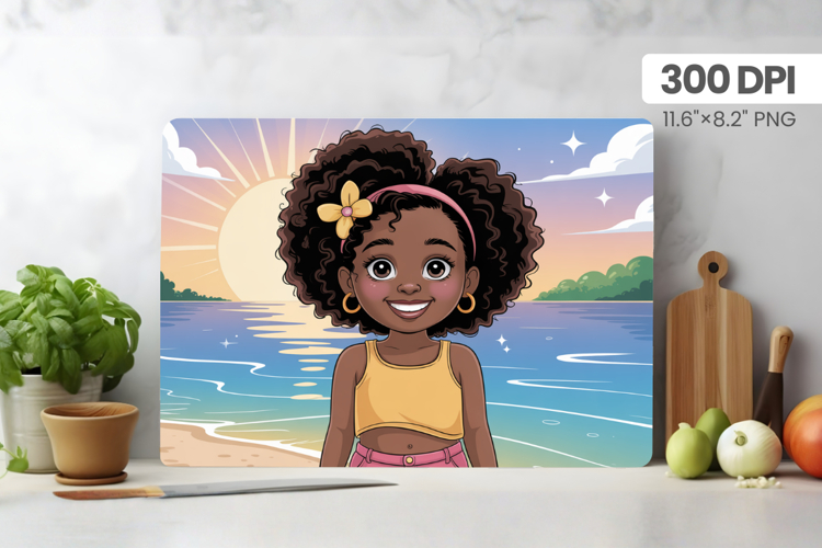 Afro Girl/Woman Melanin braided hair Cutting Board PNG Desig