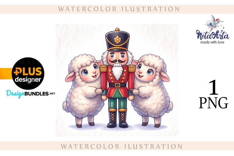 Christmas Sheep in Watercolor Style
